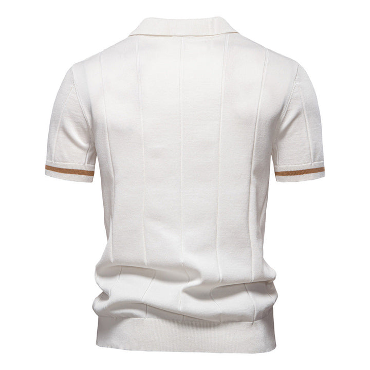 Men's Short-Sleeve Quarter-Zip Ribbed Polo Shirt