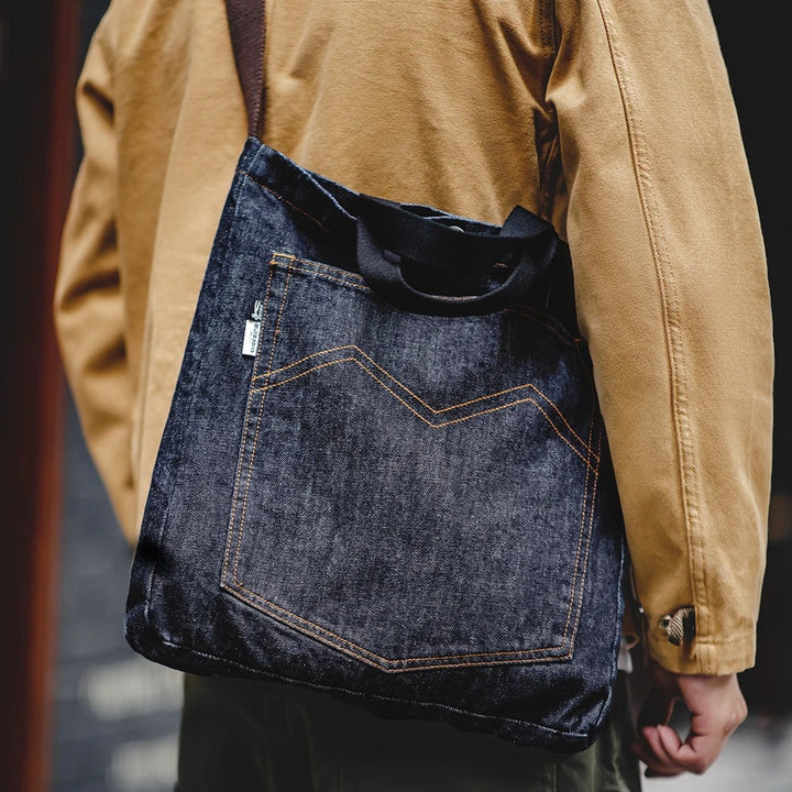 Vintage Denim Shoulder Tote