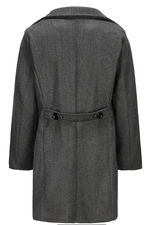Men’s Double-Breasted Long Notched Collar Coat