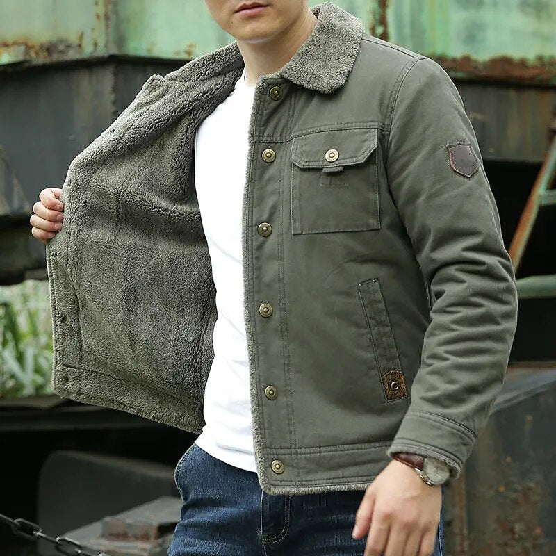 Men’s Cotton Fleece-Lined Jacket for Comfort and Style