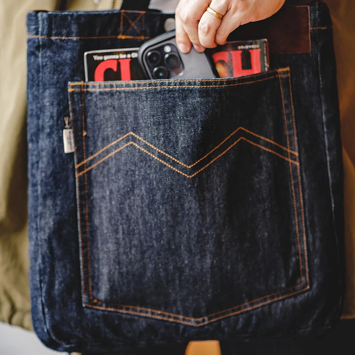 Vintage Denim Shoulder Tote