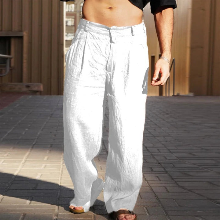 Wide Linen Blend Summer Pants