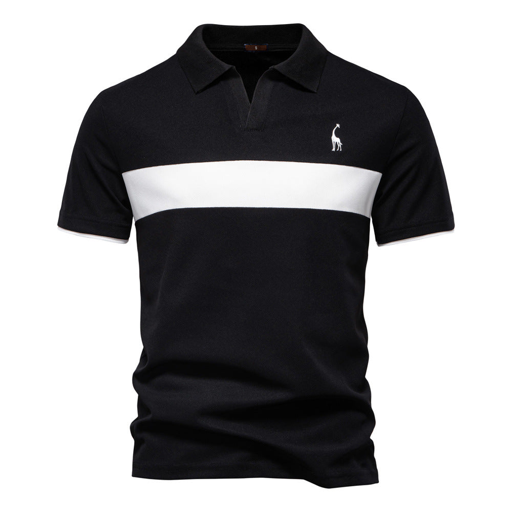 Men's Short-Sleeve Embroidered Stripe Polo Shirt