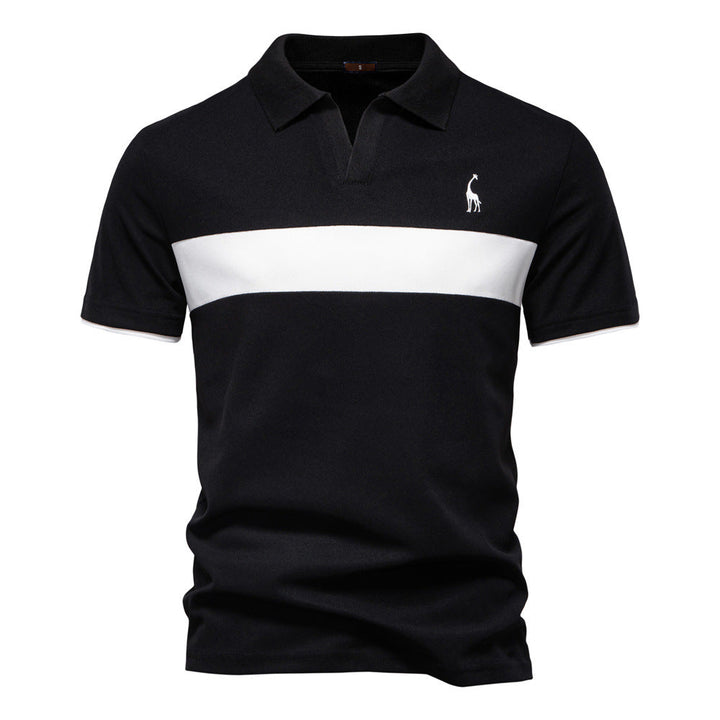 Men's Short-Sleeve Embroidered Stripe Polo Shirt