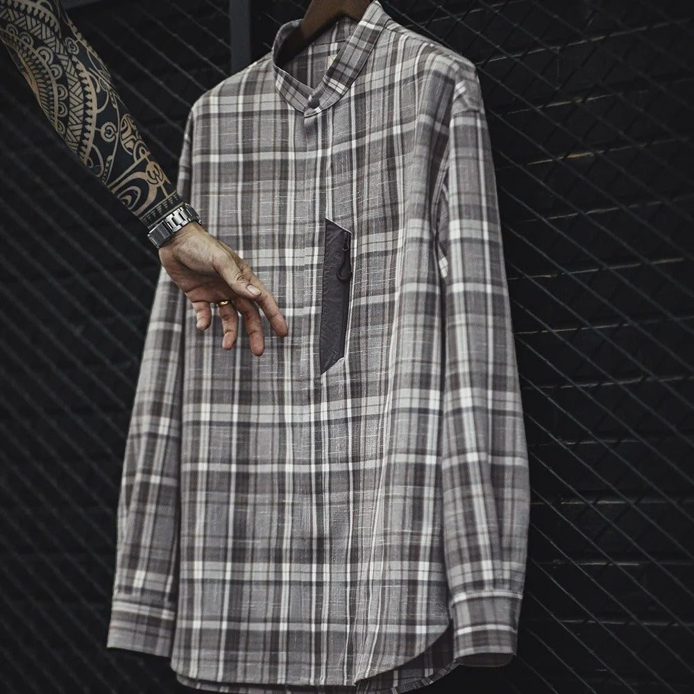 Modern Plaid Stand Collar Shirt