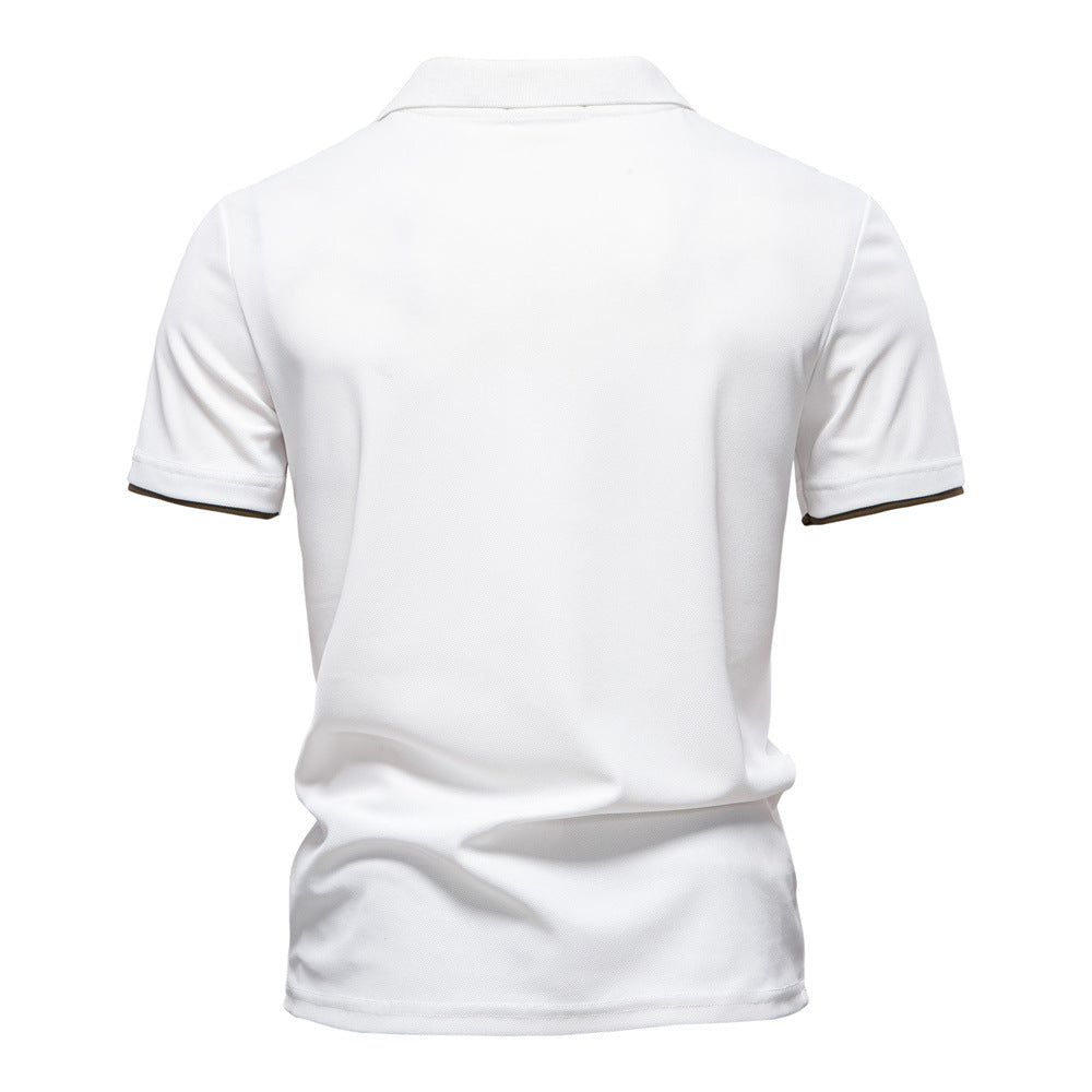 Men's Short-Sleeve Embroidered Stripe Polo Shirt