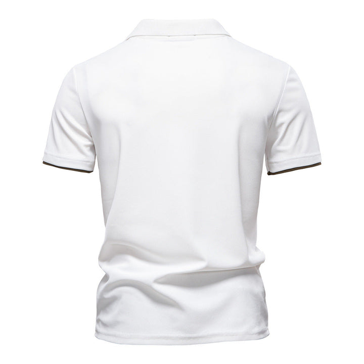 Men's Short-Sleeve Embroidered Stripe Polo Shirt