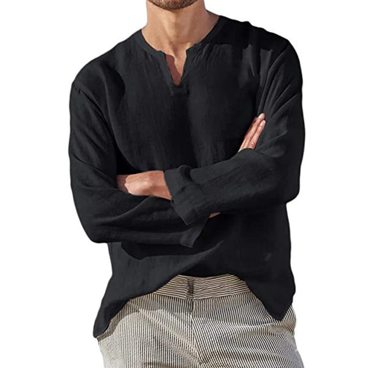 Men’s Casual Linen Long-Sleeve Shirt