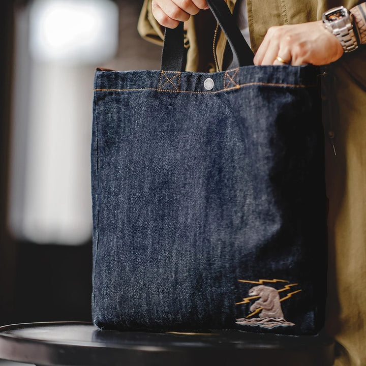 Vintage Denim Shoulder Tote