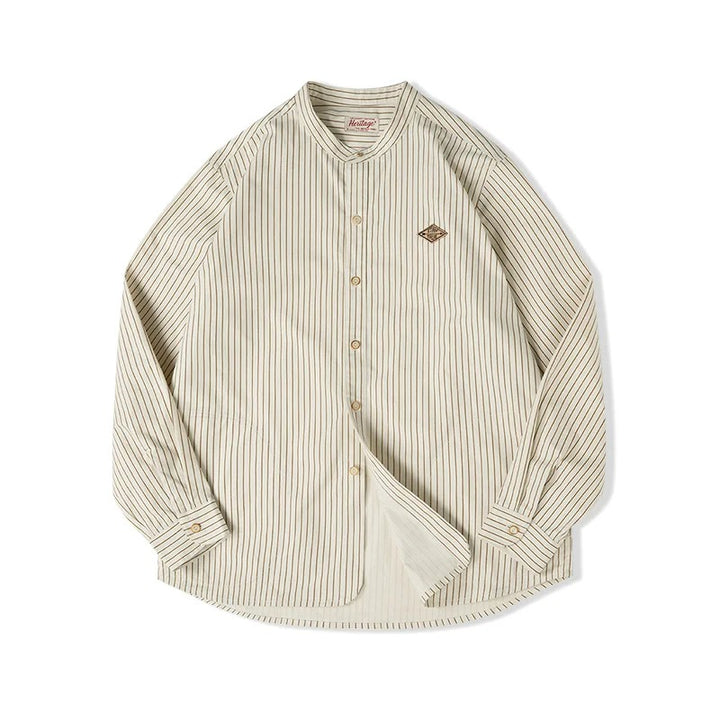 Classic Striped Stand Collar Shirt