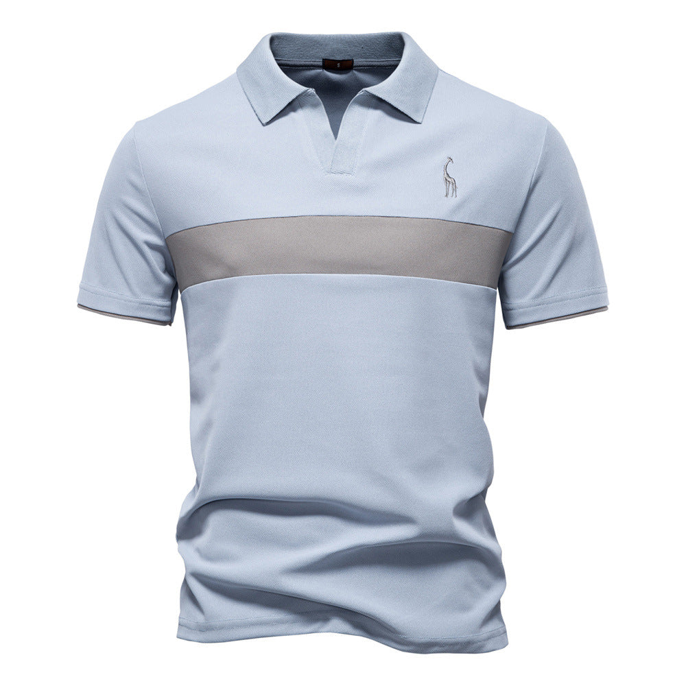 Men's Short-Sleeve Embroidered Stripe Polo Shirt