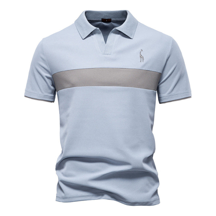 Men's Short-Sleeve Embroidered Stripe Polo Shirt