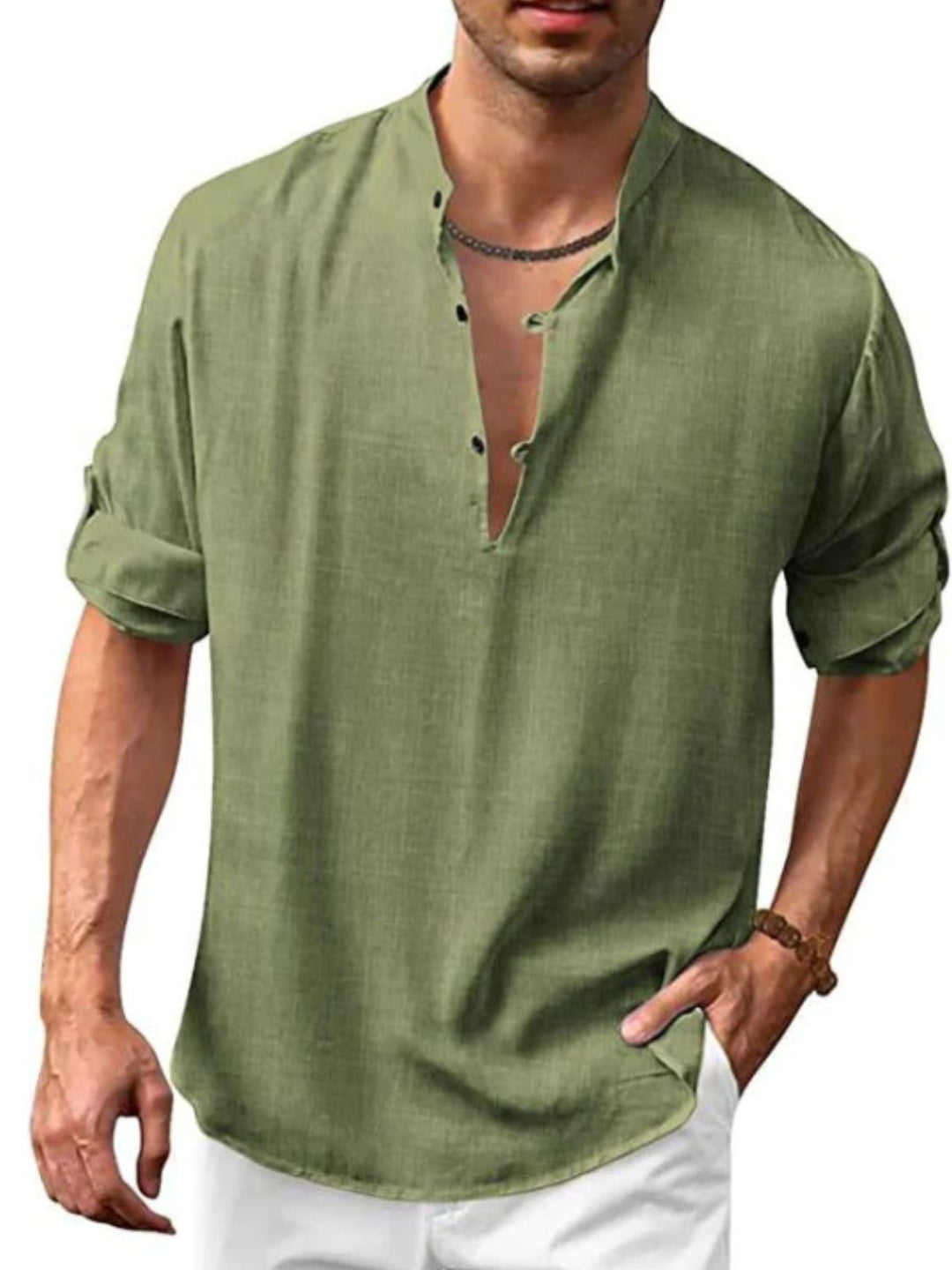 Full Size Half Button Long Sleeve Shirt Plus Size