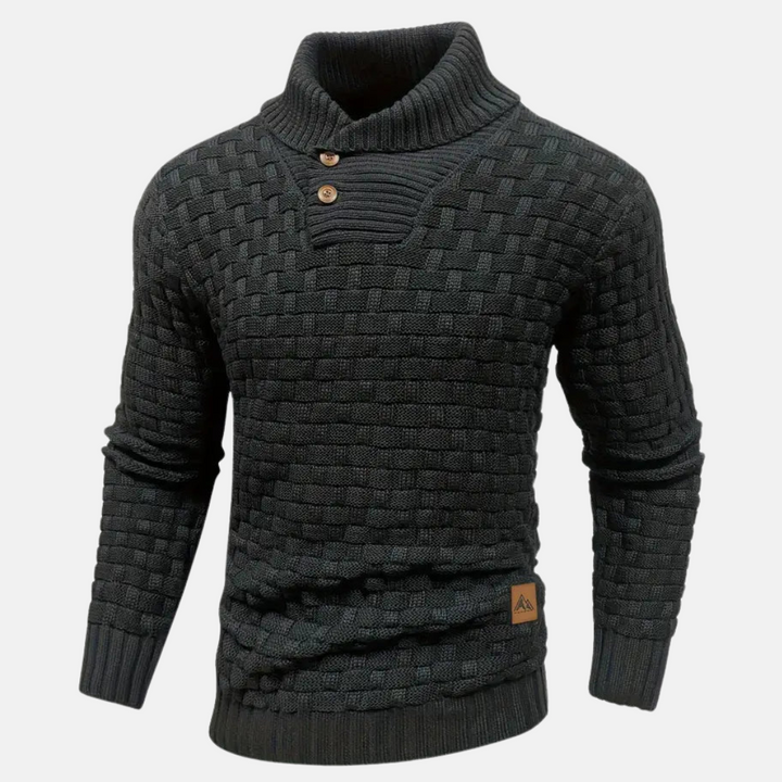 Men’s Slim Fit Textured Shawl Collar Knit Sweater