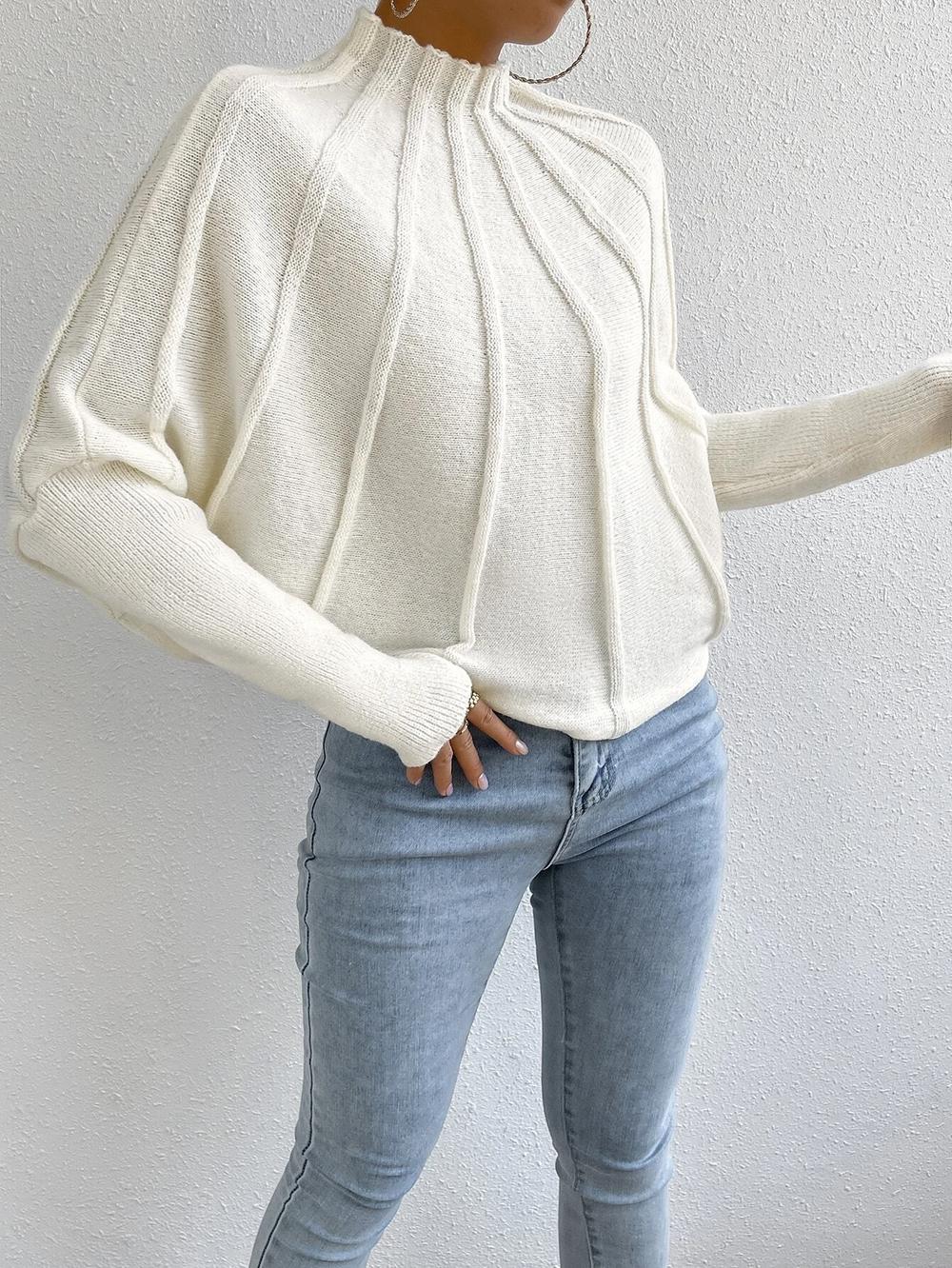 Cashmere Knit Sweater with Batwing Sleeves