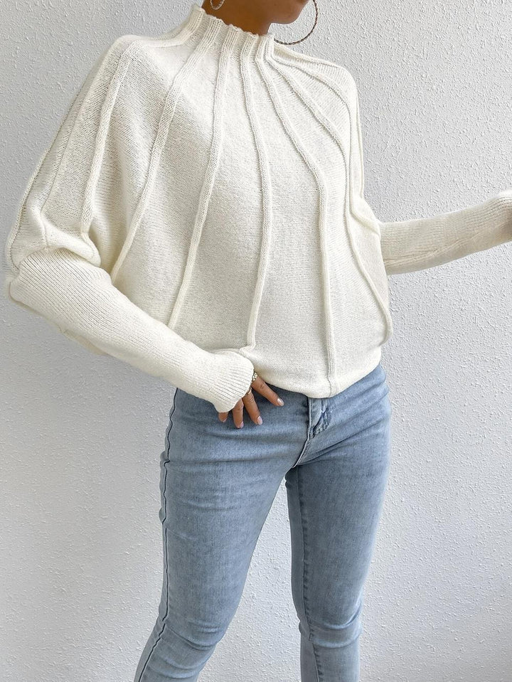 Cashmere Knit Sweater with Batwing Sleeves