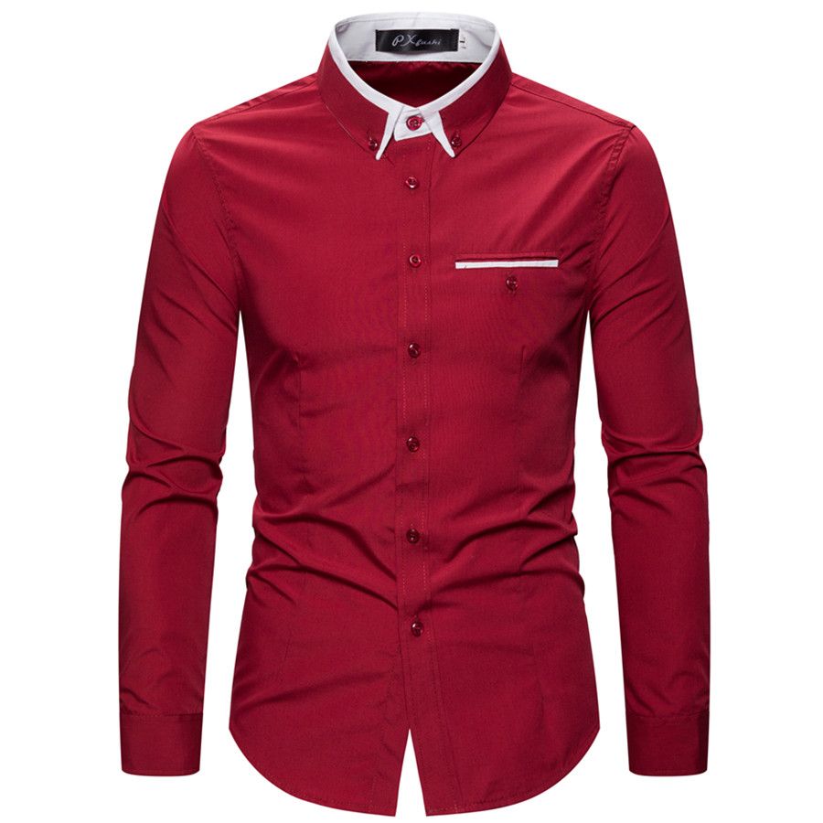 Men's Contrast Collar Dress Shirt