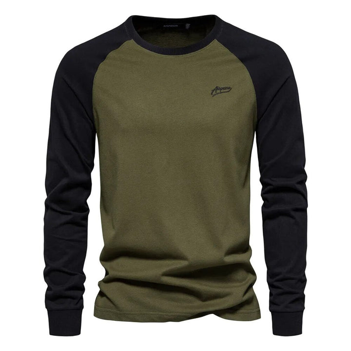 Men’s Patchwork Round Neck Long Sleeve Shirt