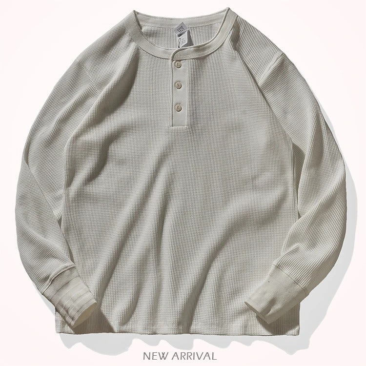 Waffle-Knit Henley Shirt