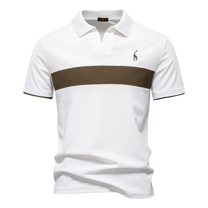 Men's Short-Sleeve Embroidered Stripe Polo Shirt
