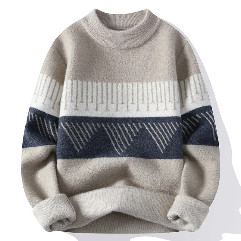 Cozy Thick Striped Knit Winter Sweater