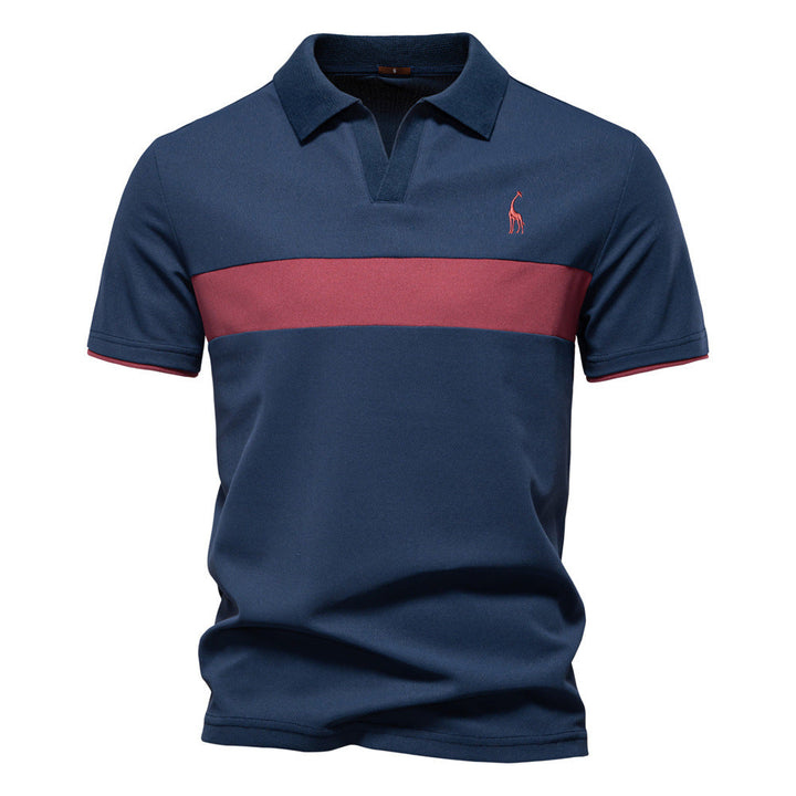 Men's Short-Sleeve Embroidered Stripe Polo Shirt