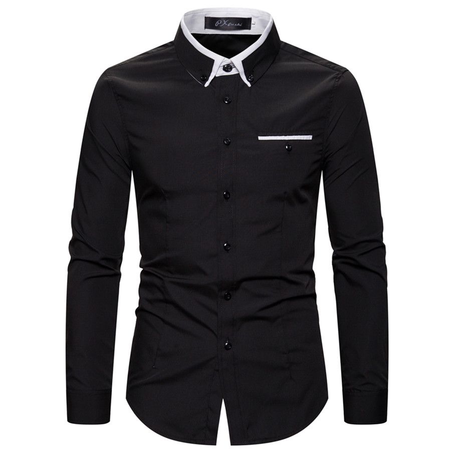 Men's Contrast Collar Dress Shirt