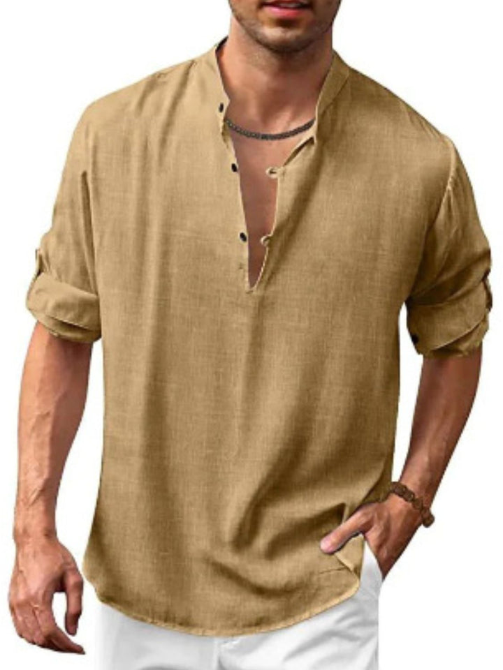 Full Size Half Button Long Sleeve Shirt Plus Size