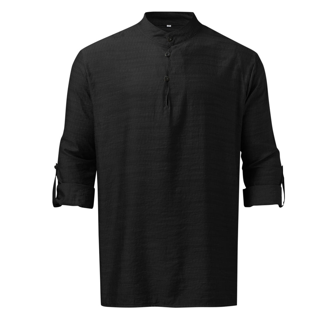 Full Size Half Button Long Sleeve Shirt Plus Size