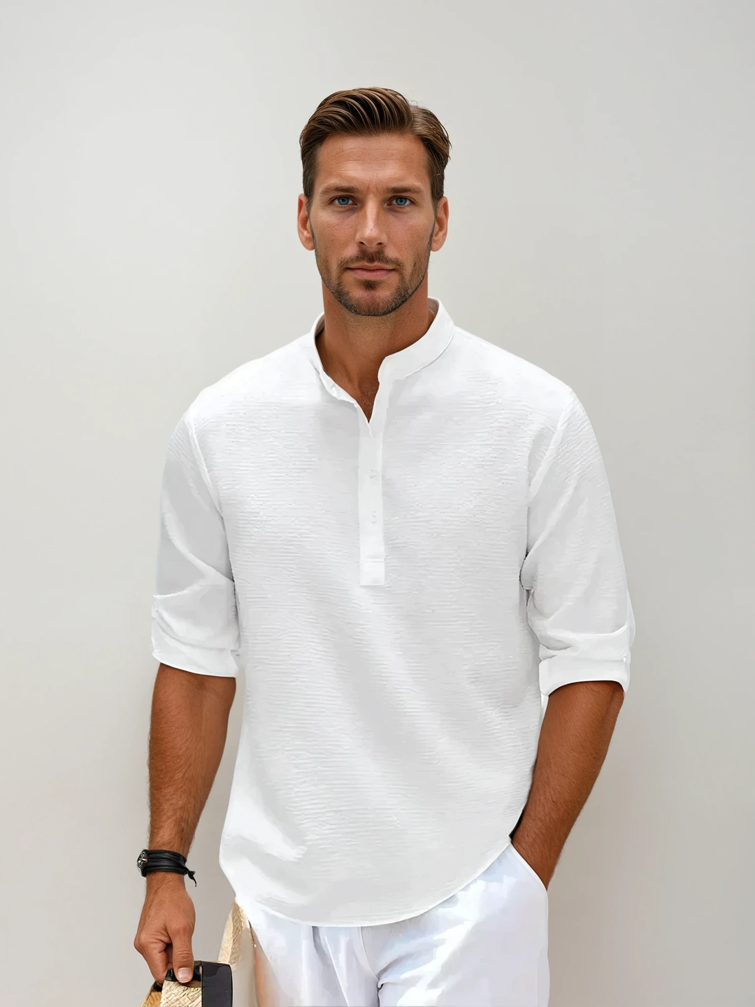 Long Sleeve Linen Polo
