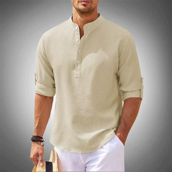 Long Sleeve Linen Polo