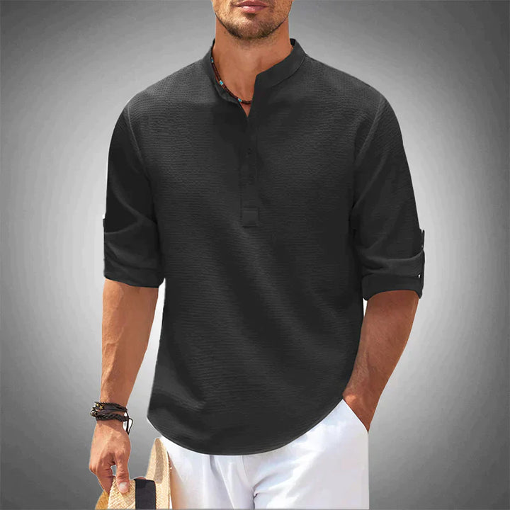 Long Sleeve Linen Polo