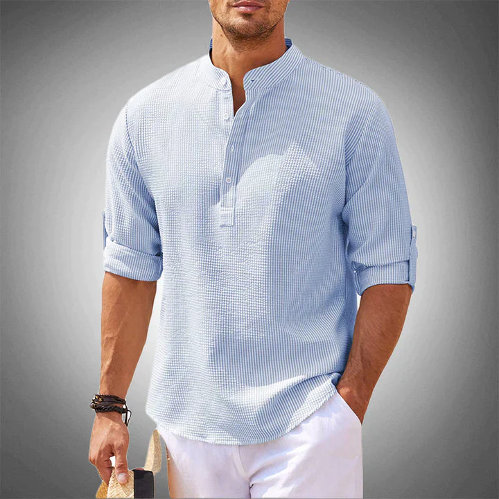 Long Sleeve Linen Polo
