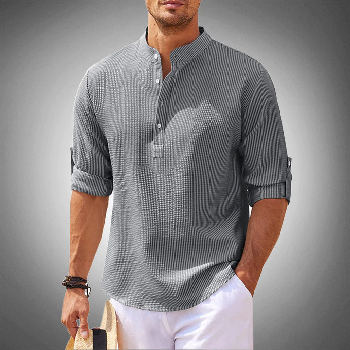 Long Sleeve Linen Polo