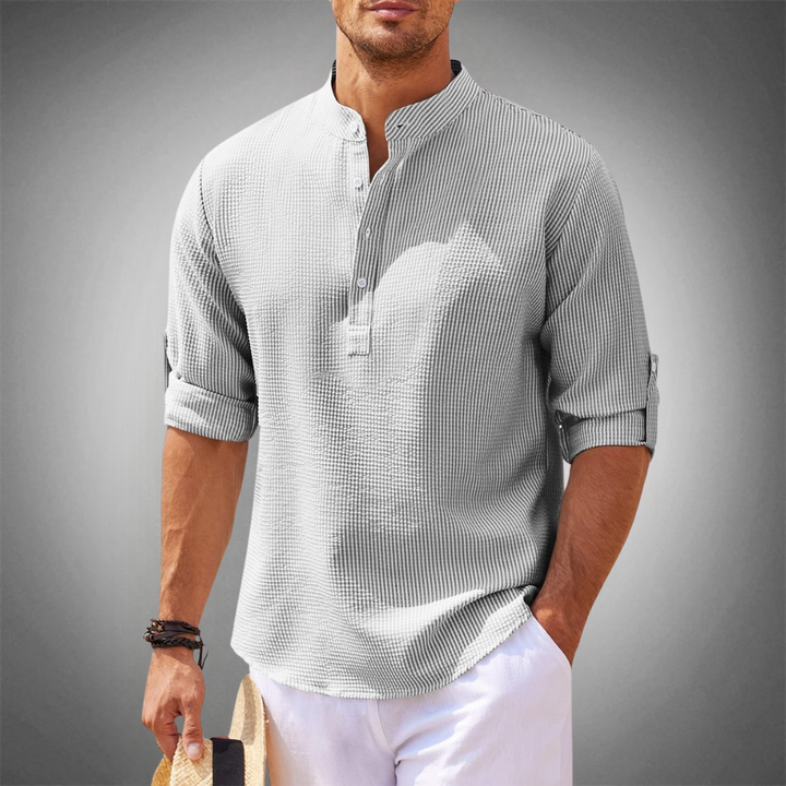 Long Sleeve Linen Polo