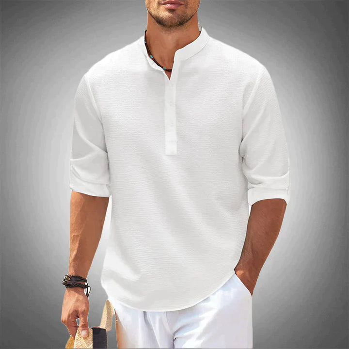 Long Sleeve Linen Polo