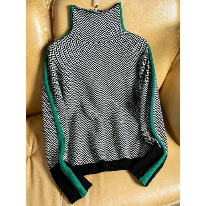 Elegant Patterned Turtle-Neck Sweater